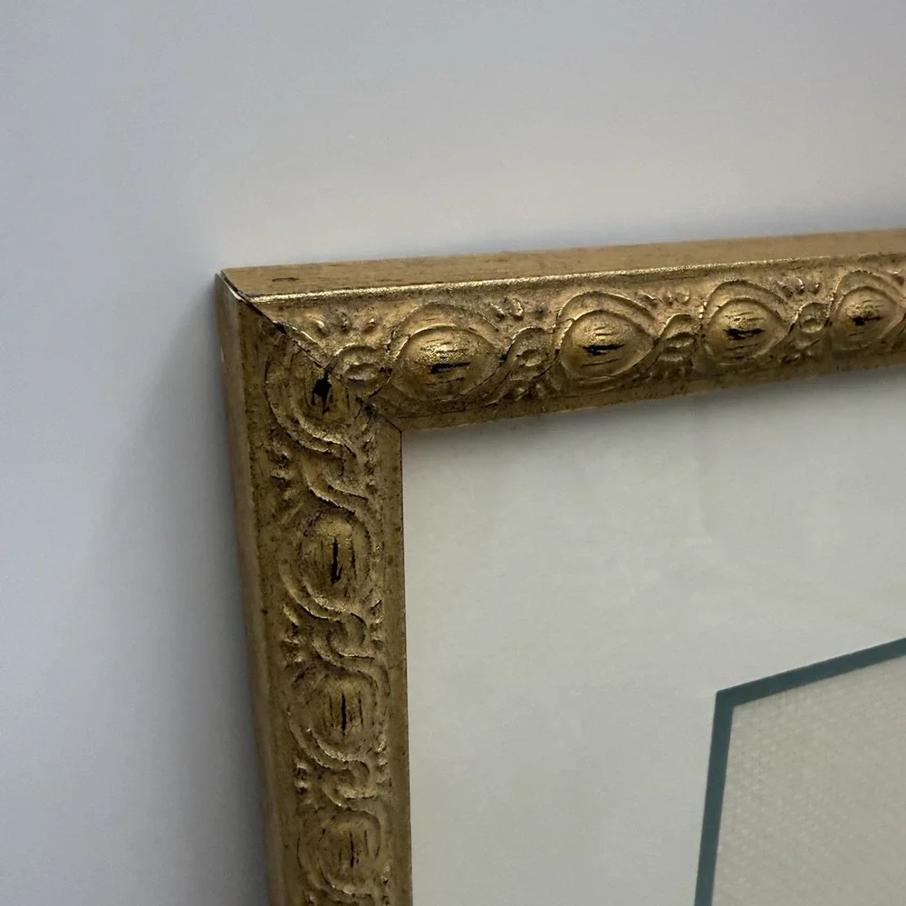 Vtg Embroidered Cross Stitched Wall Art Fashion Victorian Decor Matted Framed